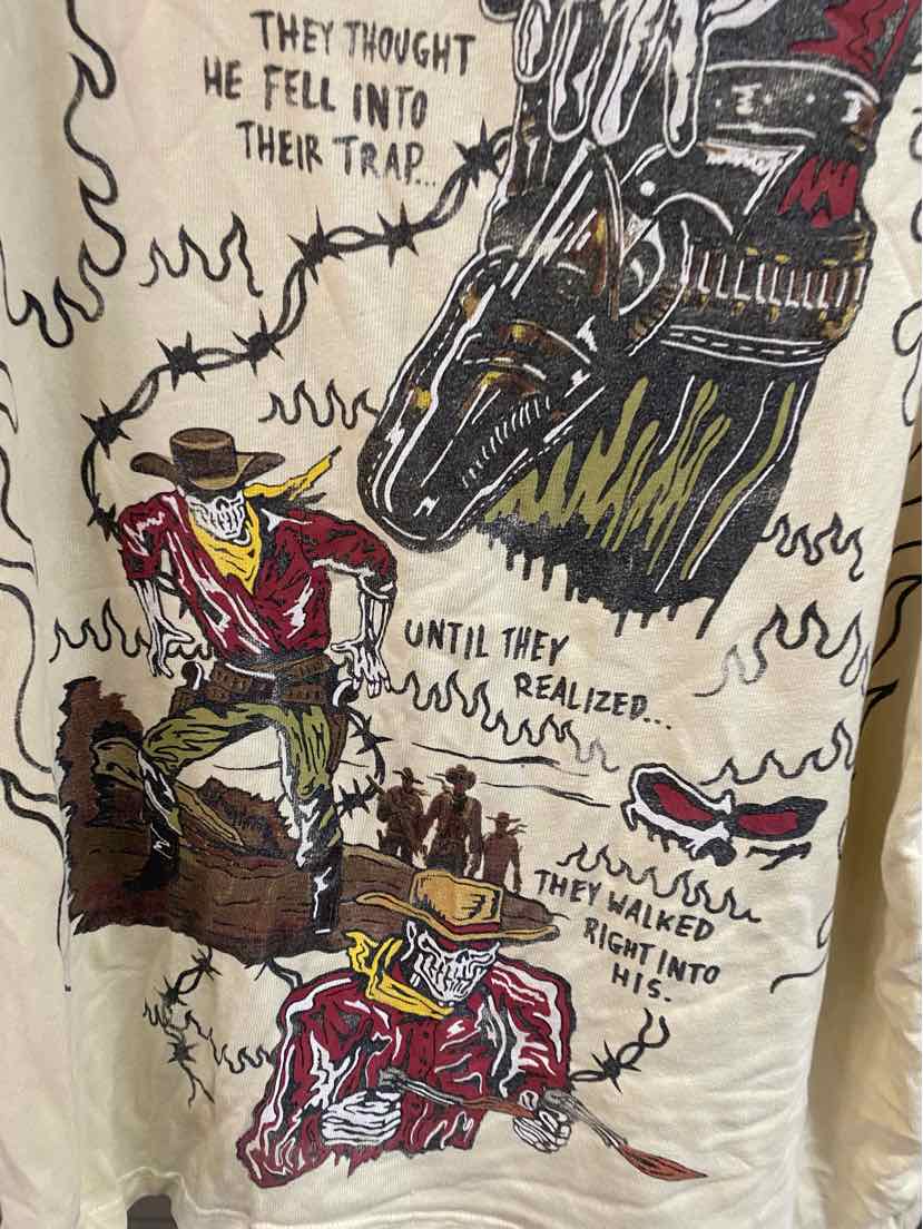 NWT WARREN LOTAS Cream Cotton High Noon Men's T-Shirt (Size: Small/ Over-Sized)