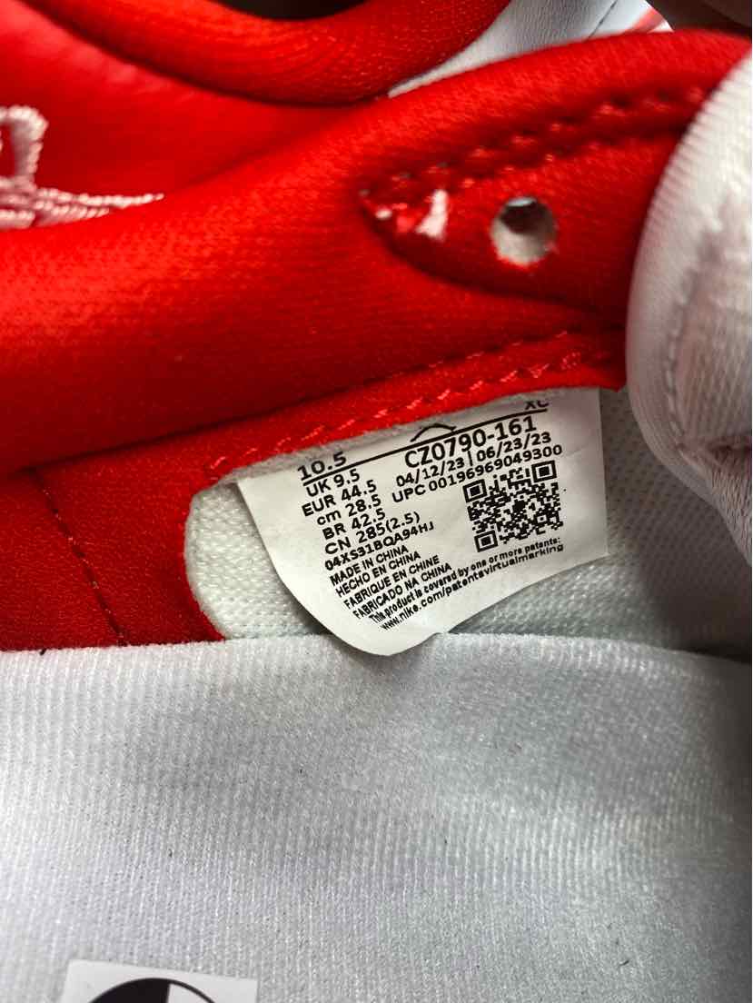 Nike Air Jordan 1 Retro Low OG White University Red CZ0790-161 Men's 10.5