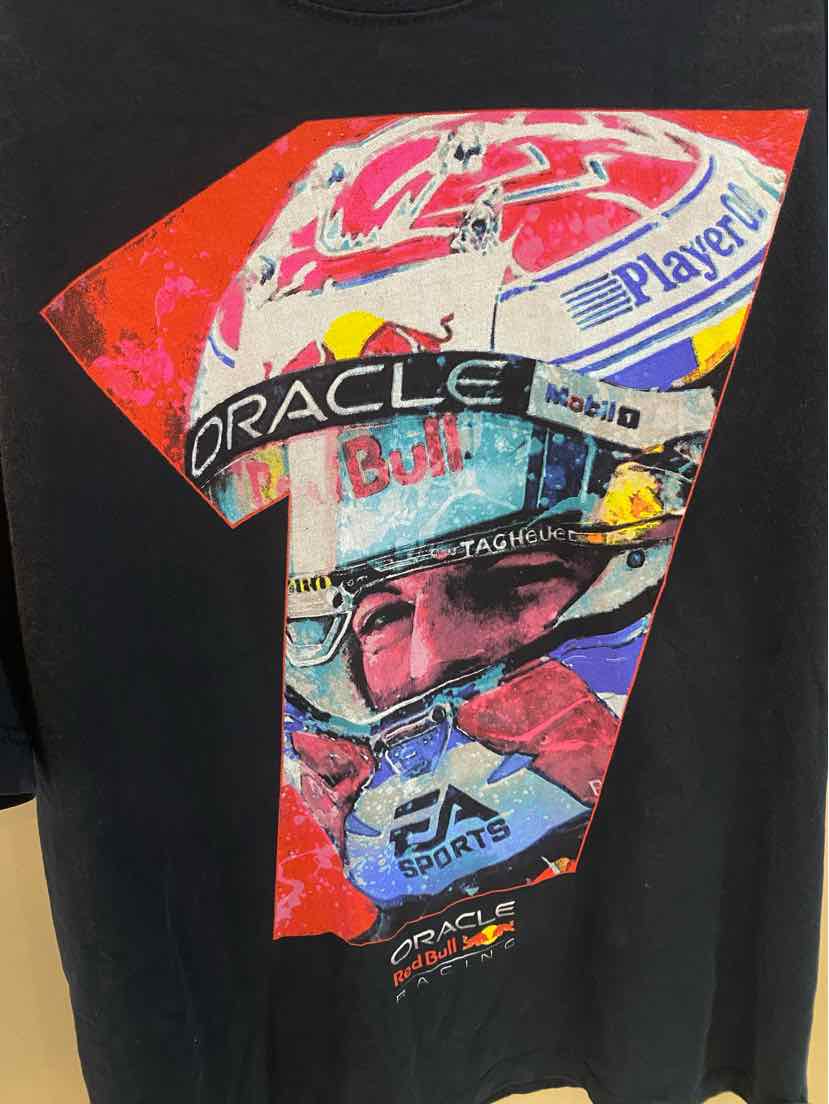 Max Verstappen Formula 1 Oracle Red Bull Black Red Men's T-shirt Size Small