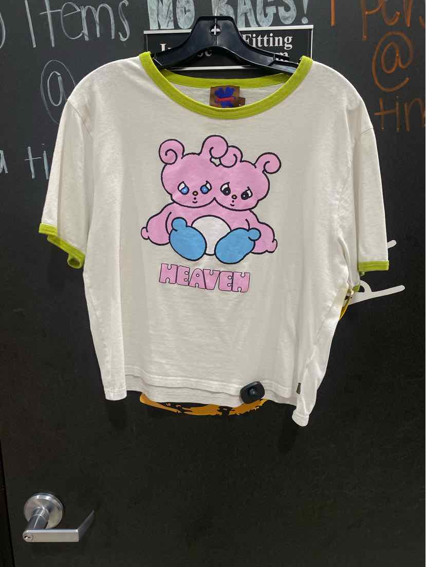 "Heaven" By Marc Jacobs Ringer Baby Tee Double-Headed Teddy Logo Size XXL