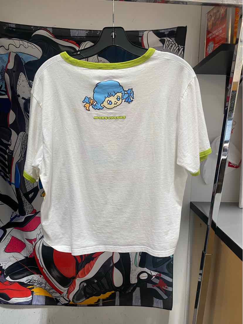 "Heaven" By Marc Jacobs Ringer Baby Tee Double-Headed Teddy Logo Size XXL