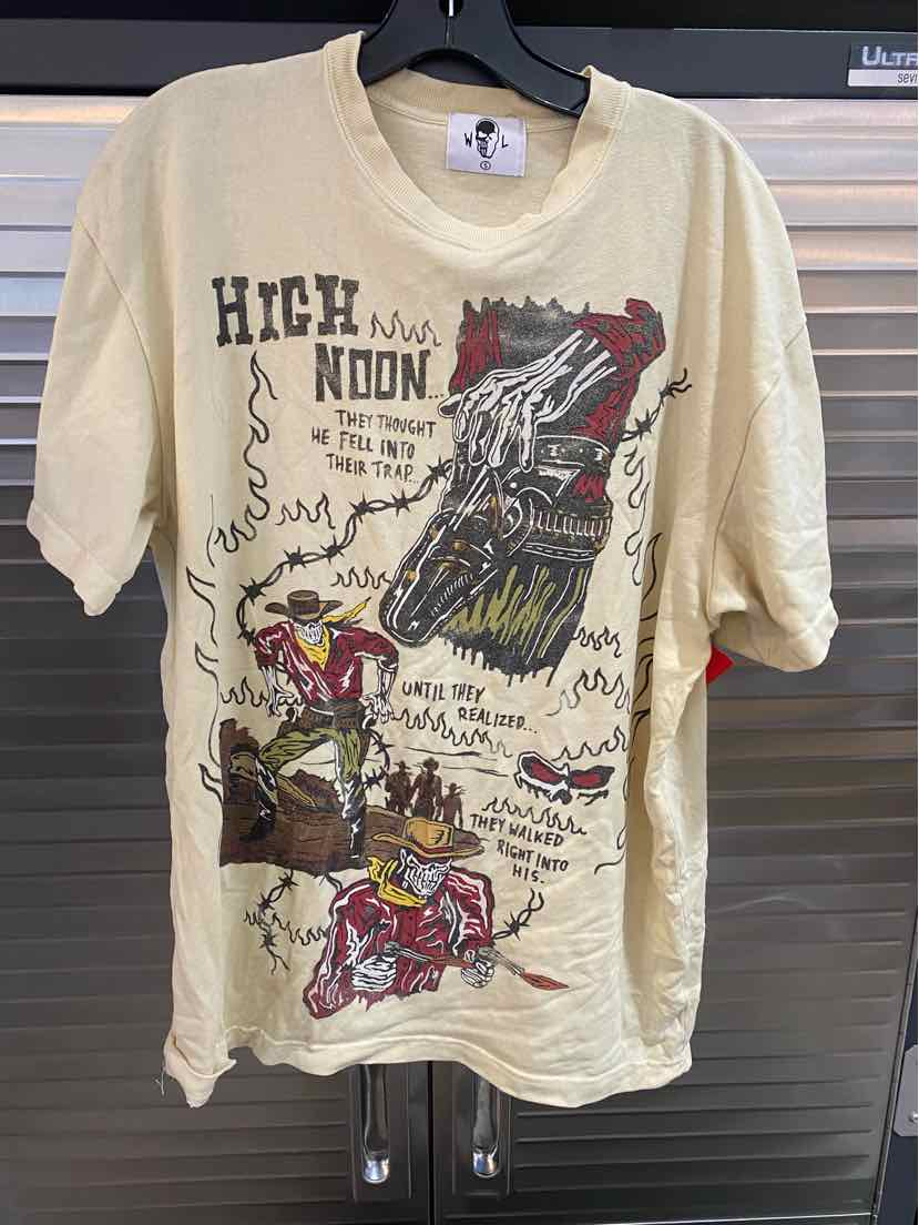 NWT WARREN LOTAS Cream Cotton High Noon Men's T-Shirt (Size: Small/ Over-Sized)